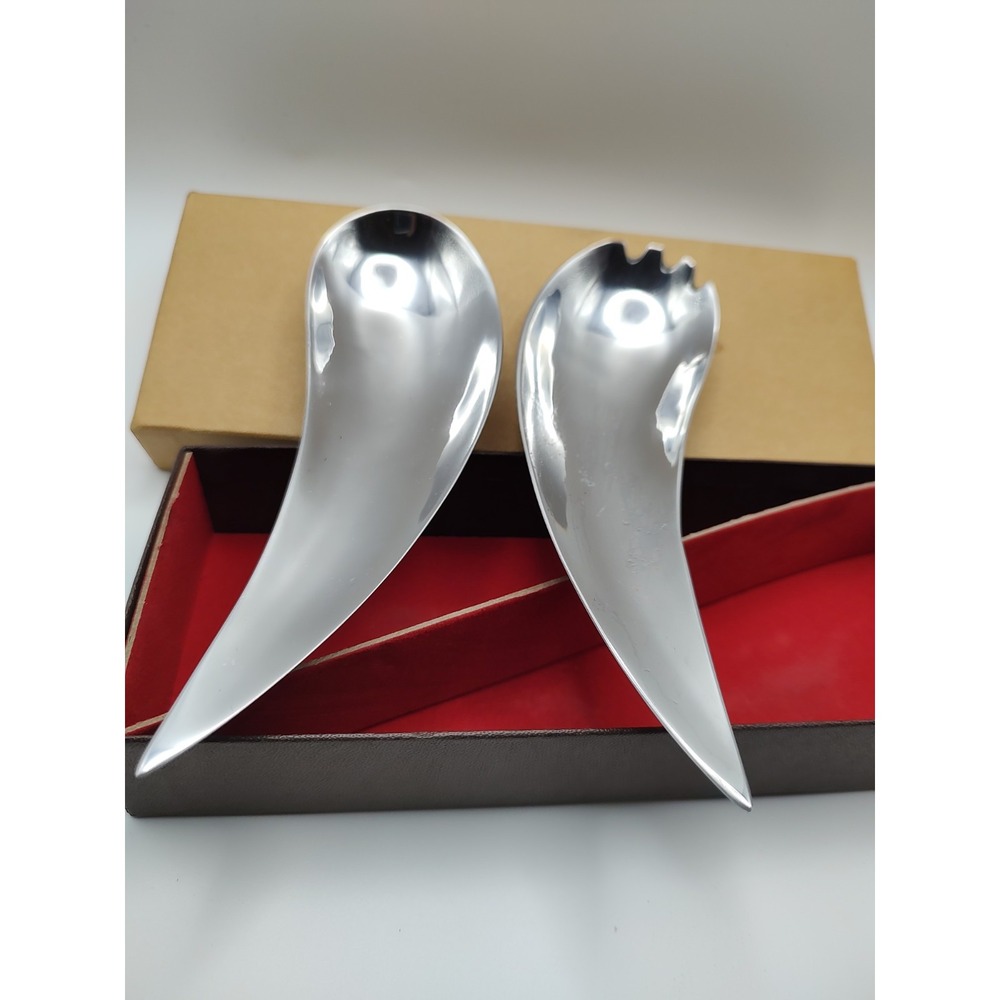 Stainless Curved‎ Salad Serving Spoons Modern Sculptural Dolphin - Picture 2 of 6